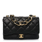 Lambskin Quilted Large CC Funky Town Flap Black