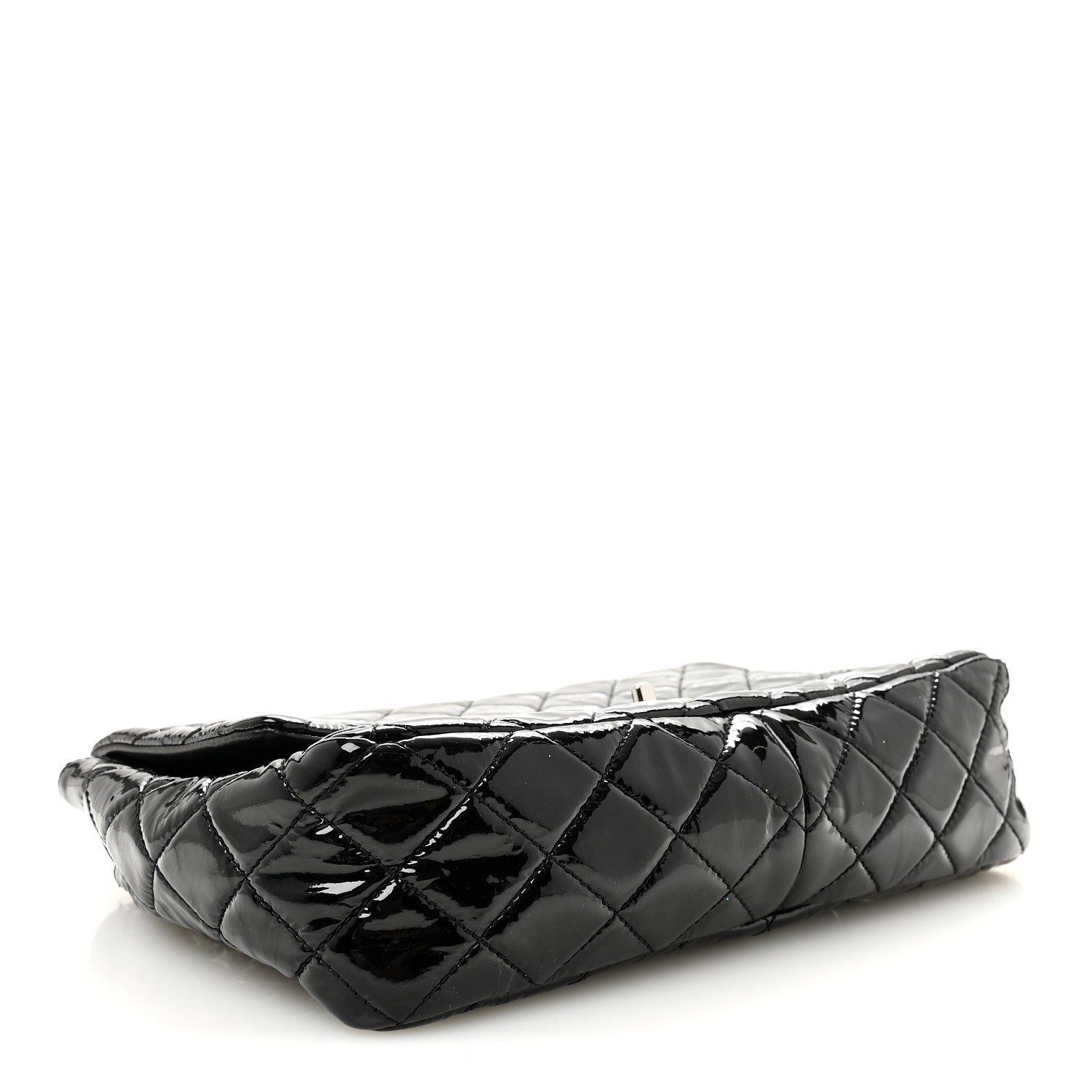 Patent Quilted Jumbo Single Flap Black