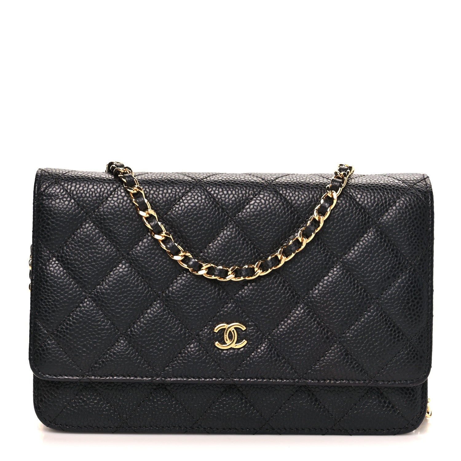 Caviar Quilted Wallet on Chain WOC Black