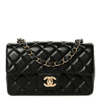 Lambskin Quilted Mini Rectangular Flap Black