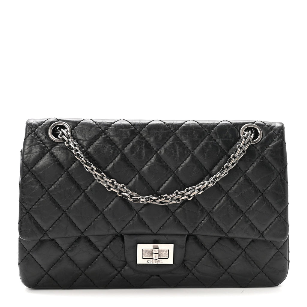 Aged Calfskin Quilted 2.55 Reissue 225 Flap Black