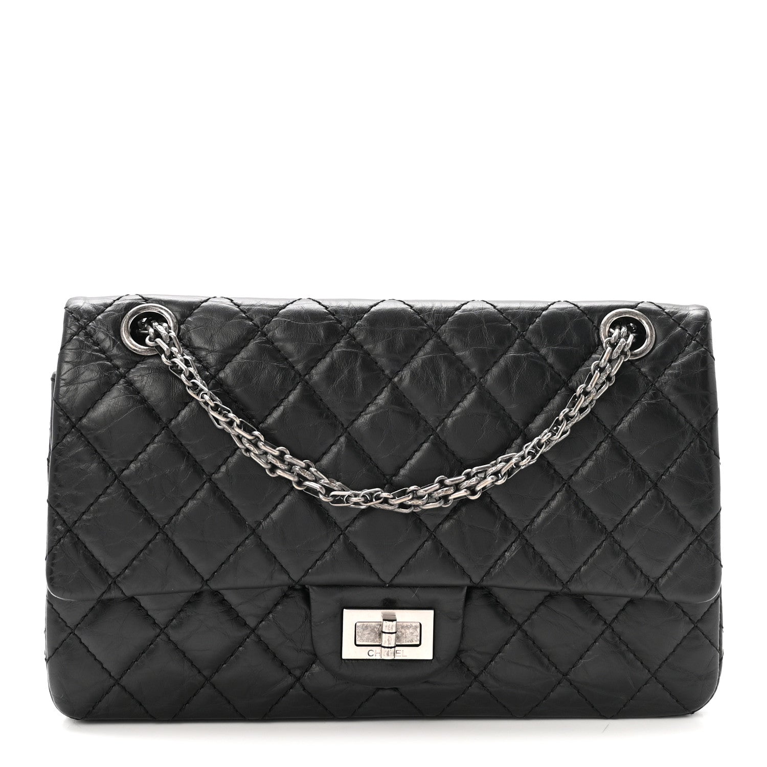 Aged Calfskin Quilted 2.55 Reissue 225 Flap Black