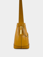 Brown Pivot Small Leather Bucket Bag