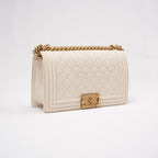 Chanel Medium Le Boy Bag Caviar White 2019