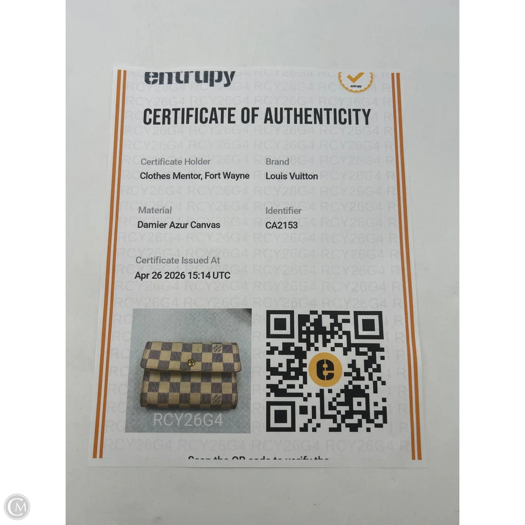 Wallet Luxury Designer By Louis Vuitton, Size: Medium