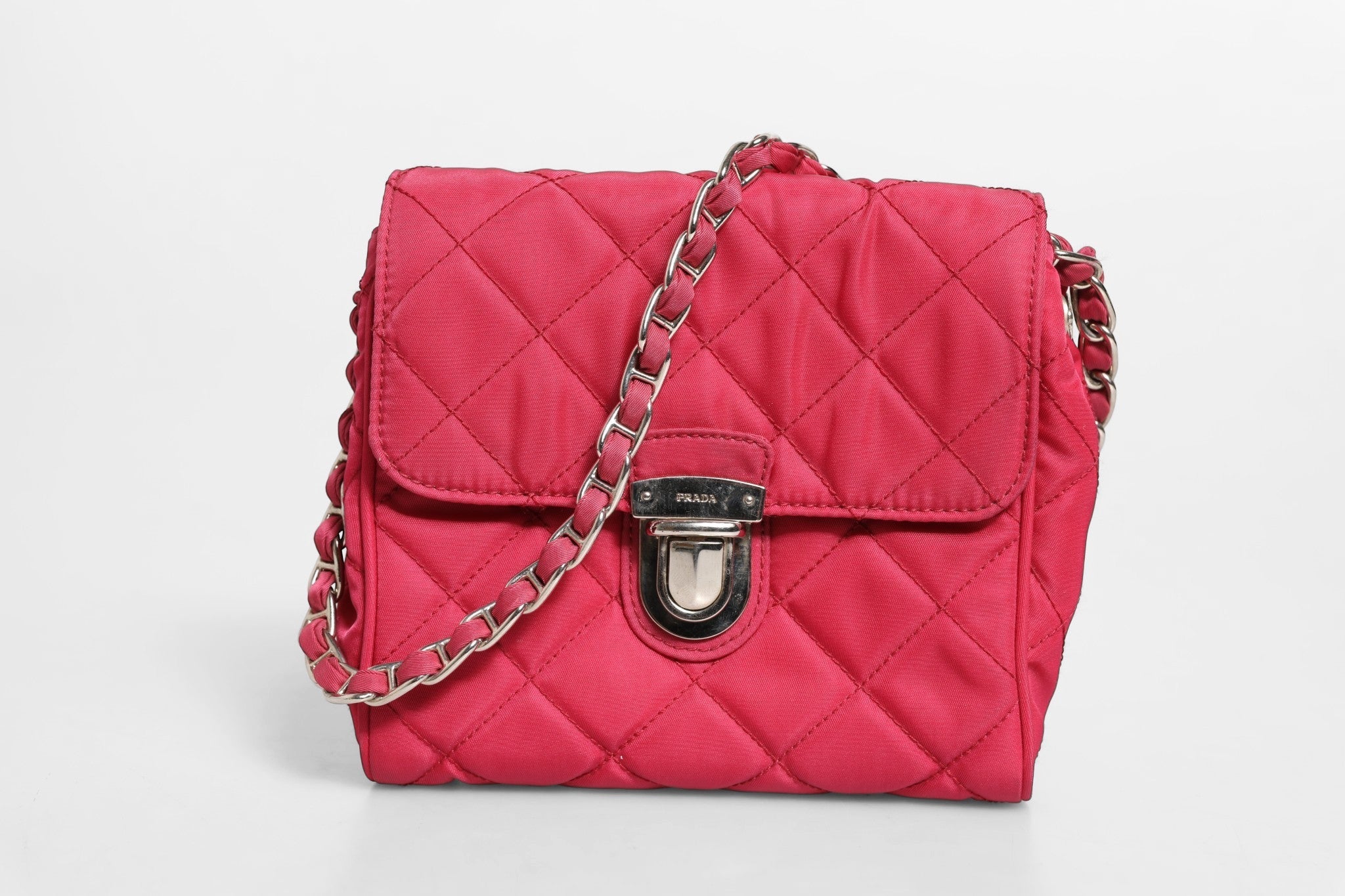 Prada Prada Pink Quilted Tessuto Impuntu Nylon Flap Crossbody Women's Bag (Pre-Loved)