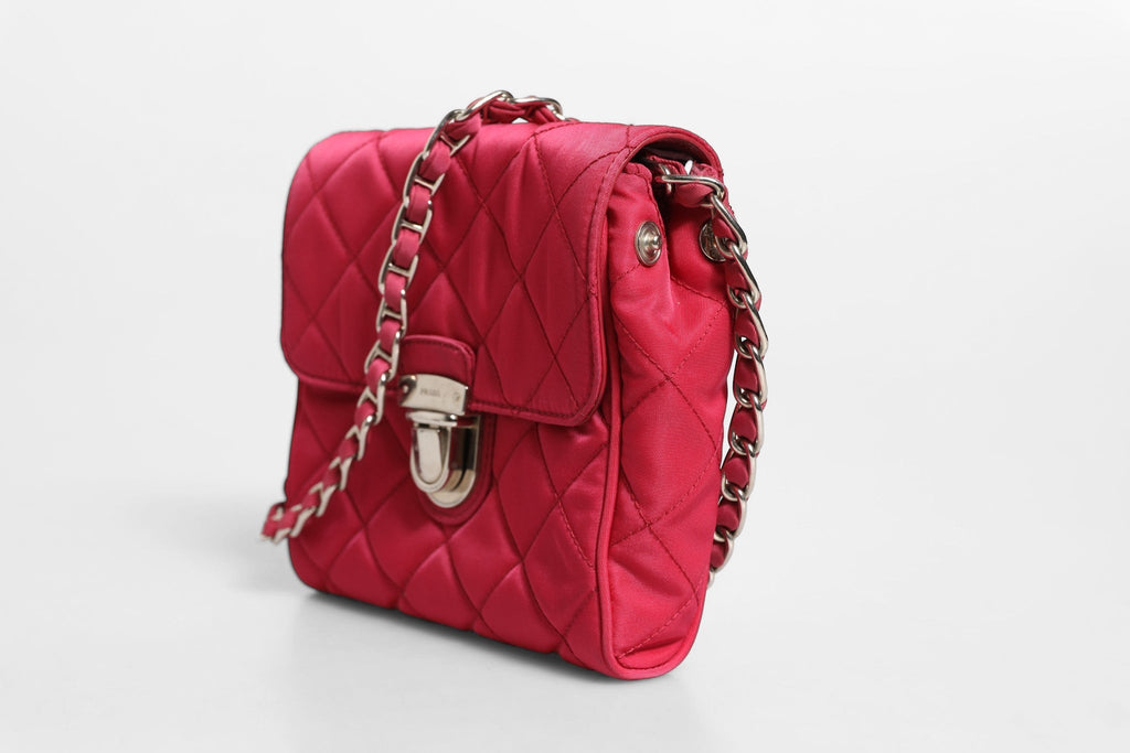 Prada Prada Pink Quilted Tessuto Impuntu Nylon Flap Crossbody Women's Bag (Pre-Loved)