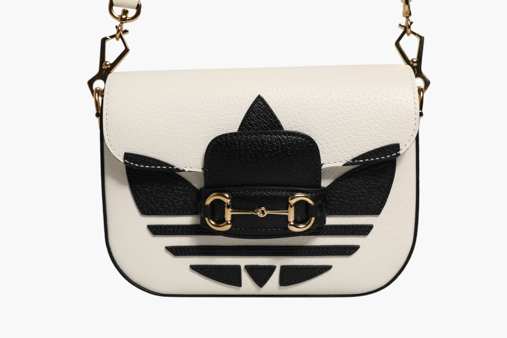 Gucci Gucci x Adidas Horsebit 1955 White Black Calfskin Leather Shoulder Women's Bag (Pre-Loved)