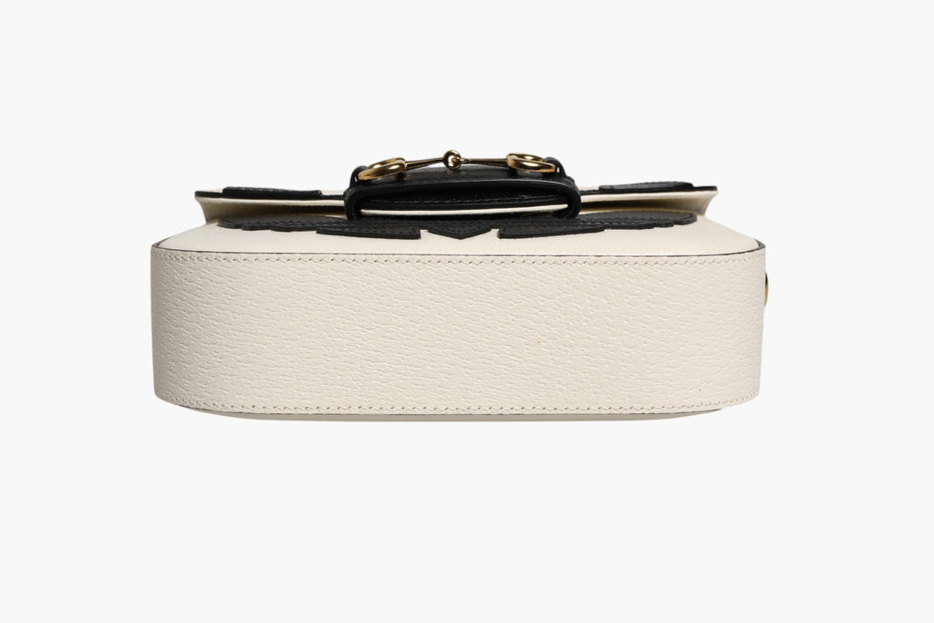 Gucci Gucci x Adidas Horsebit 1955 White Black Calfskin Leather Shoulder Women's Bag (Pre-Loved)