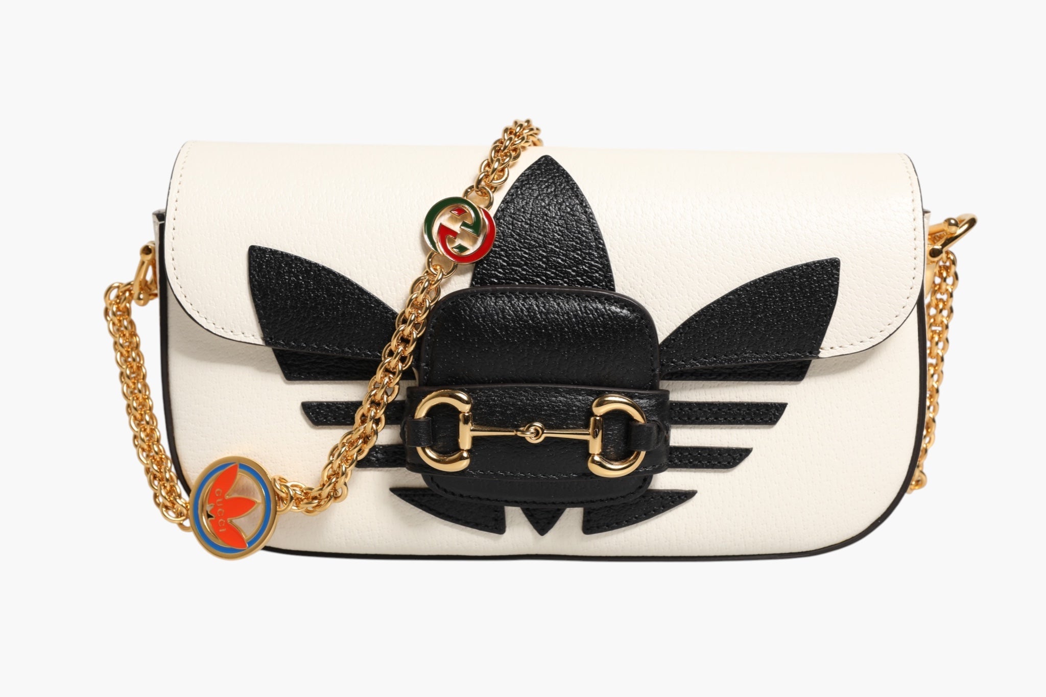 Gucci Gucci x Adidas Horsebit 1955  White Black Calfskin Leather Shoulder Women's Bag (Pre-Loved)