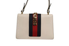 Gucci White Calfskin Leather Sylvie Crossbody Women's Bag (Pre-Loved)