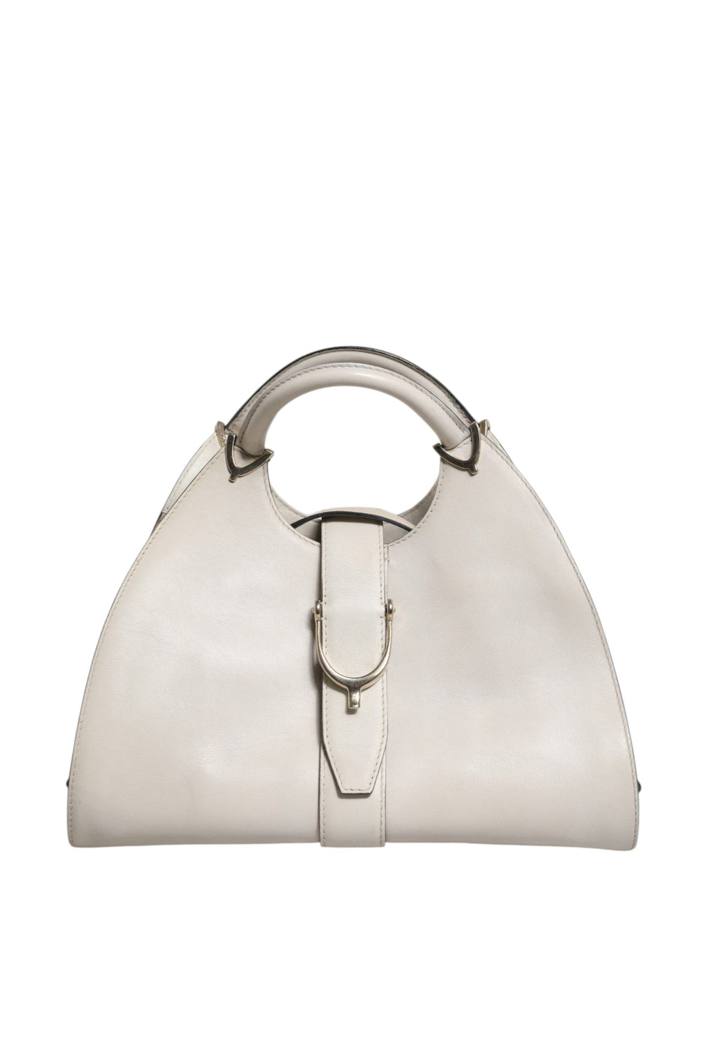 Gucci White Leather Stirrup Top Handle Women's Bag (Pre-Loved)