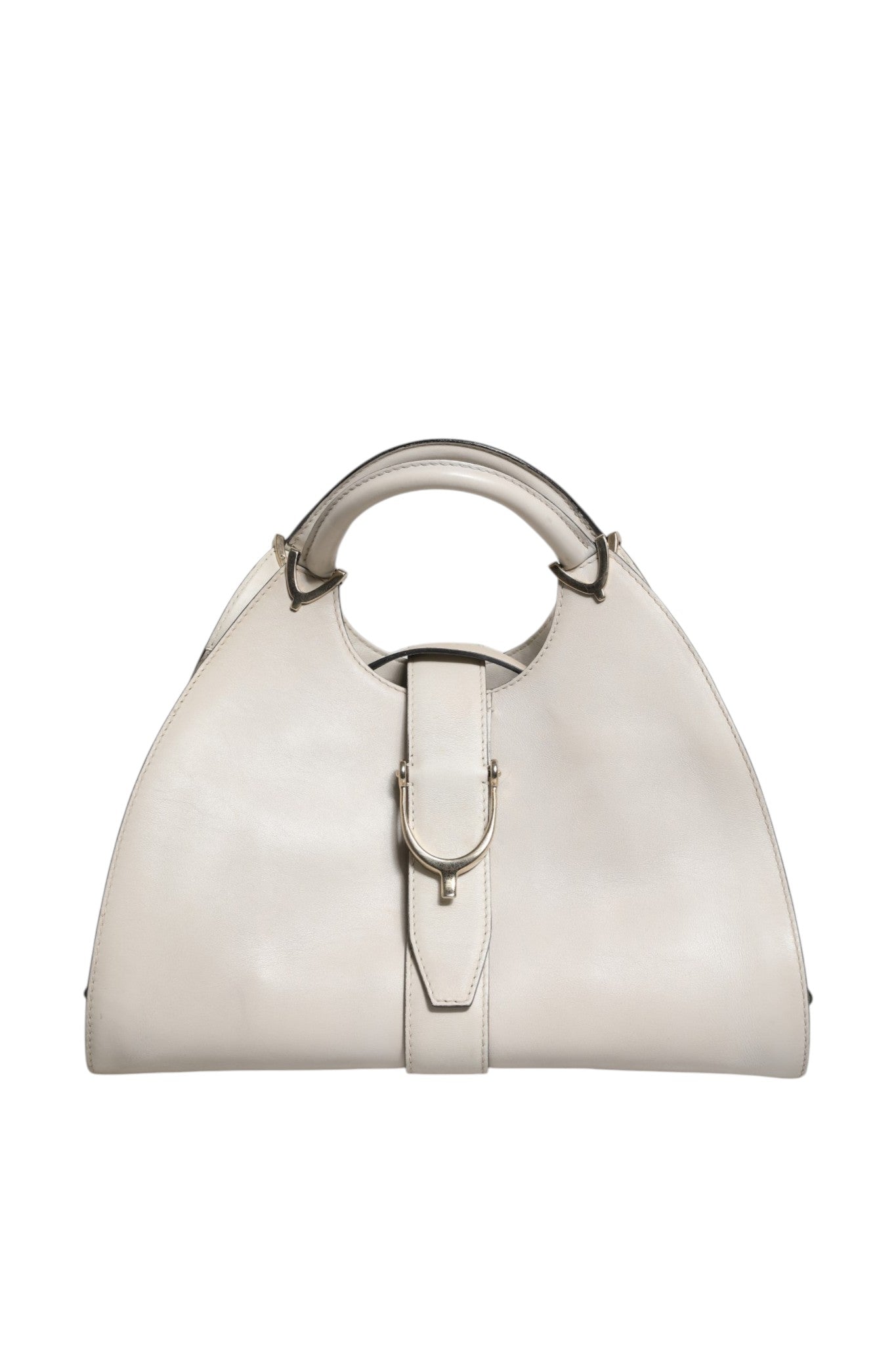 Gucci White Leather Stirrup Top Handle Women's Bag (Pre-Loved)