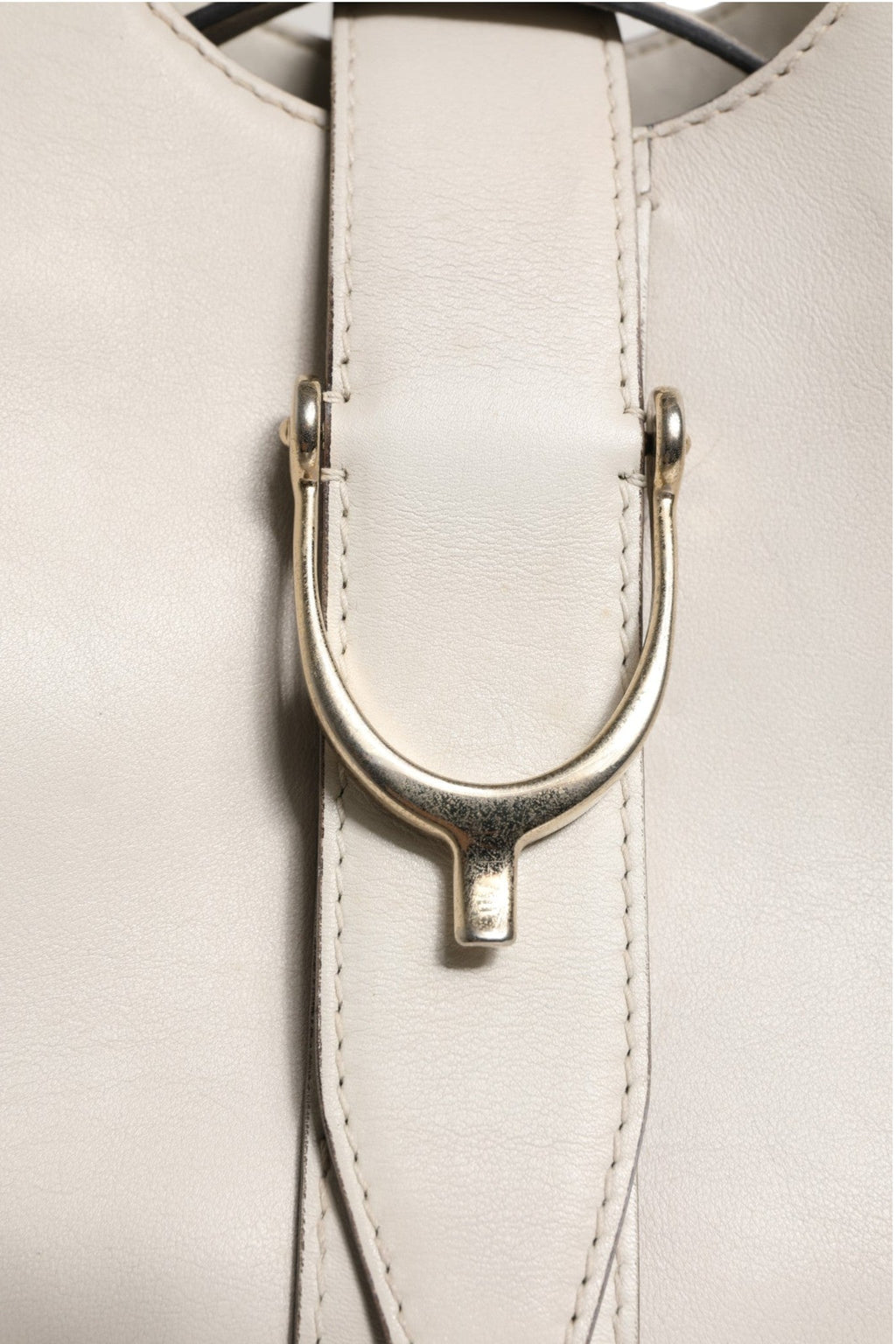 Gucci White Leather Stirrup Top Handle Women's Bag (Pre-Loved)