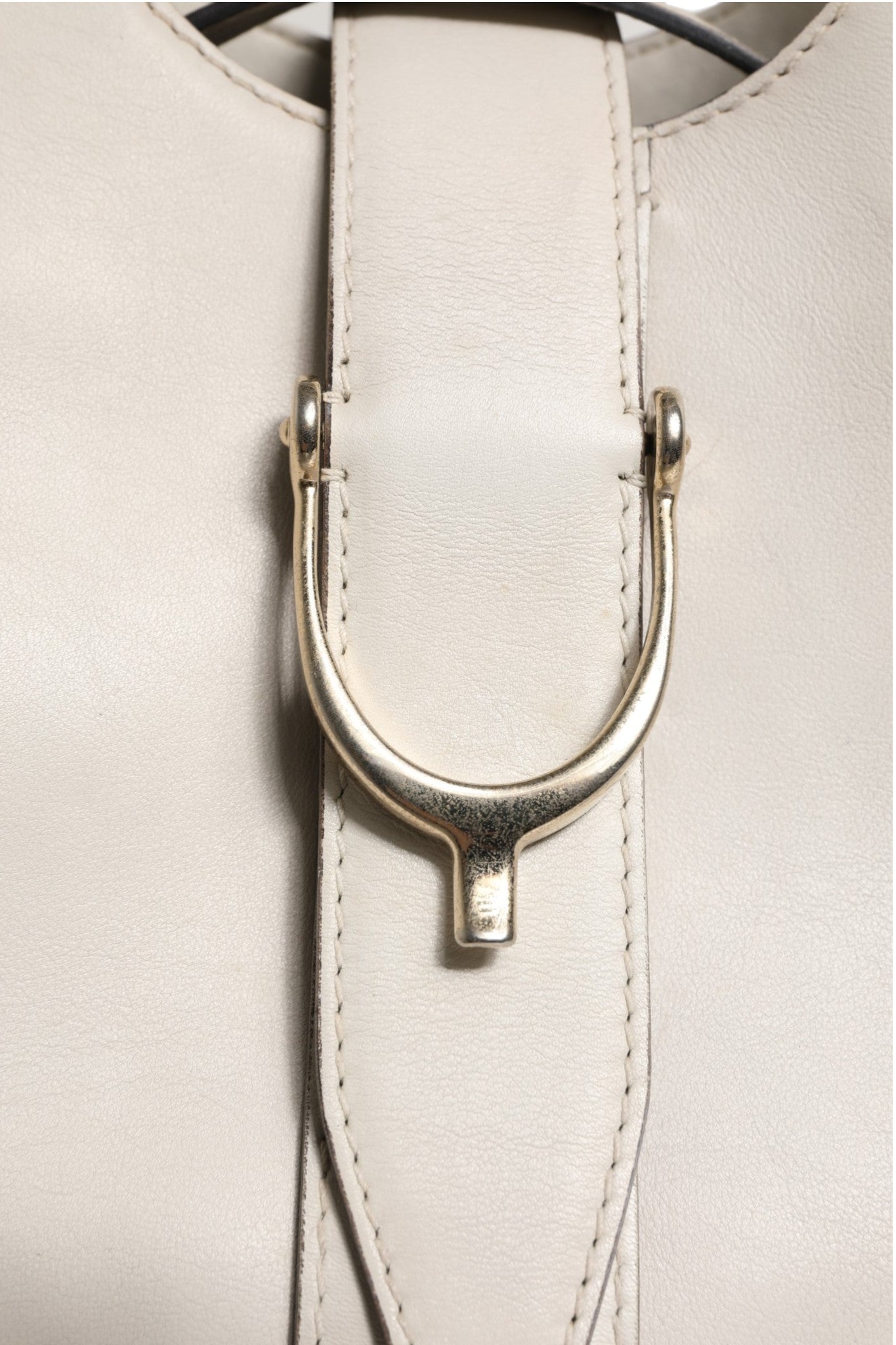 Gucci White Leather Stirrup Top Handle Women's Bag (Pre-Loved)