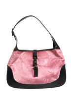Gucci Jackie Pink Velvet And Black Leather Shoulder Women's Bag (Pre-Loved)