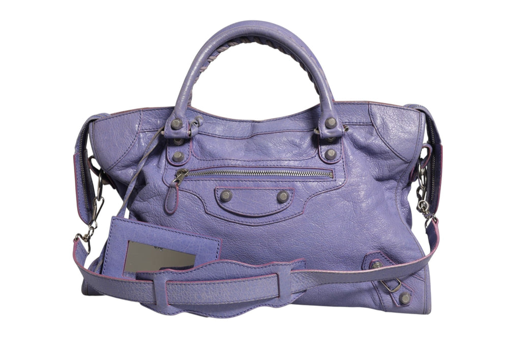 Balenciaga Purple Leather City Bag With Women's Hardware (Pre-Loved)