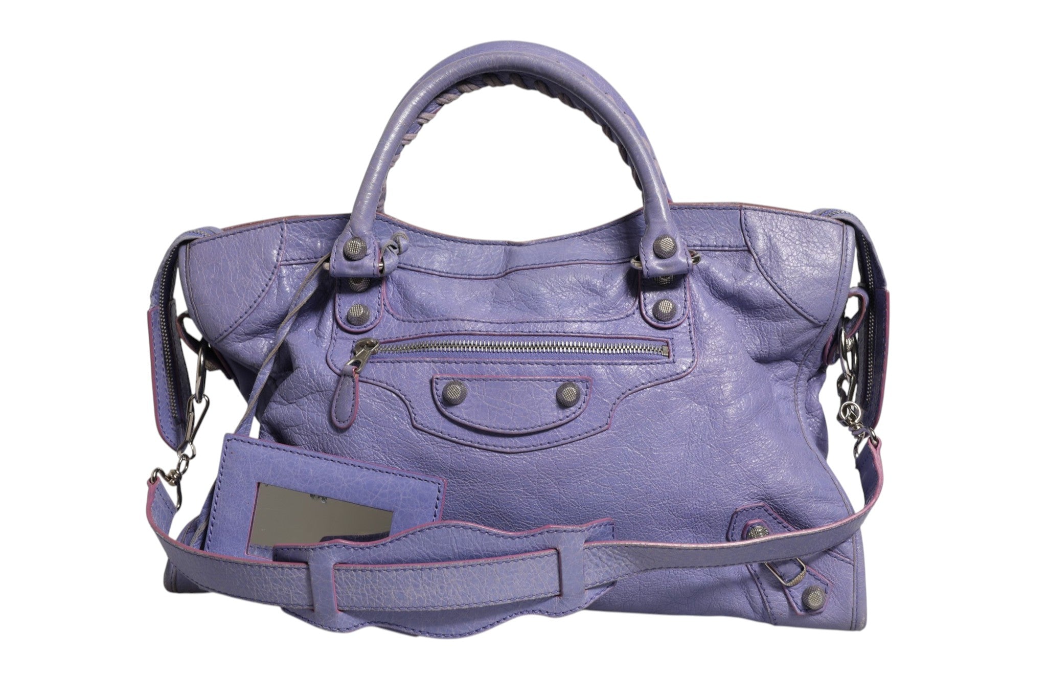Balenciaga Purple Leather City Bag With Women's Hardware (Pre-Loved)