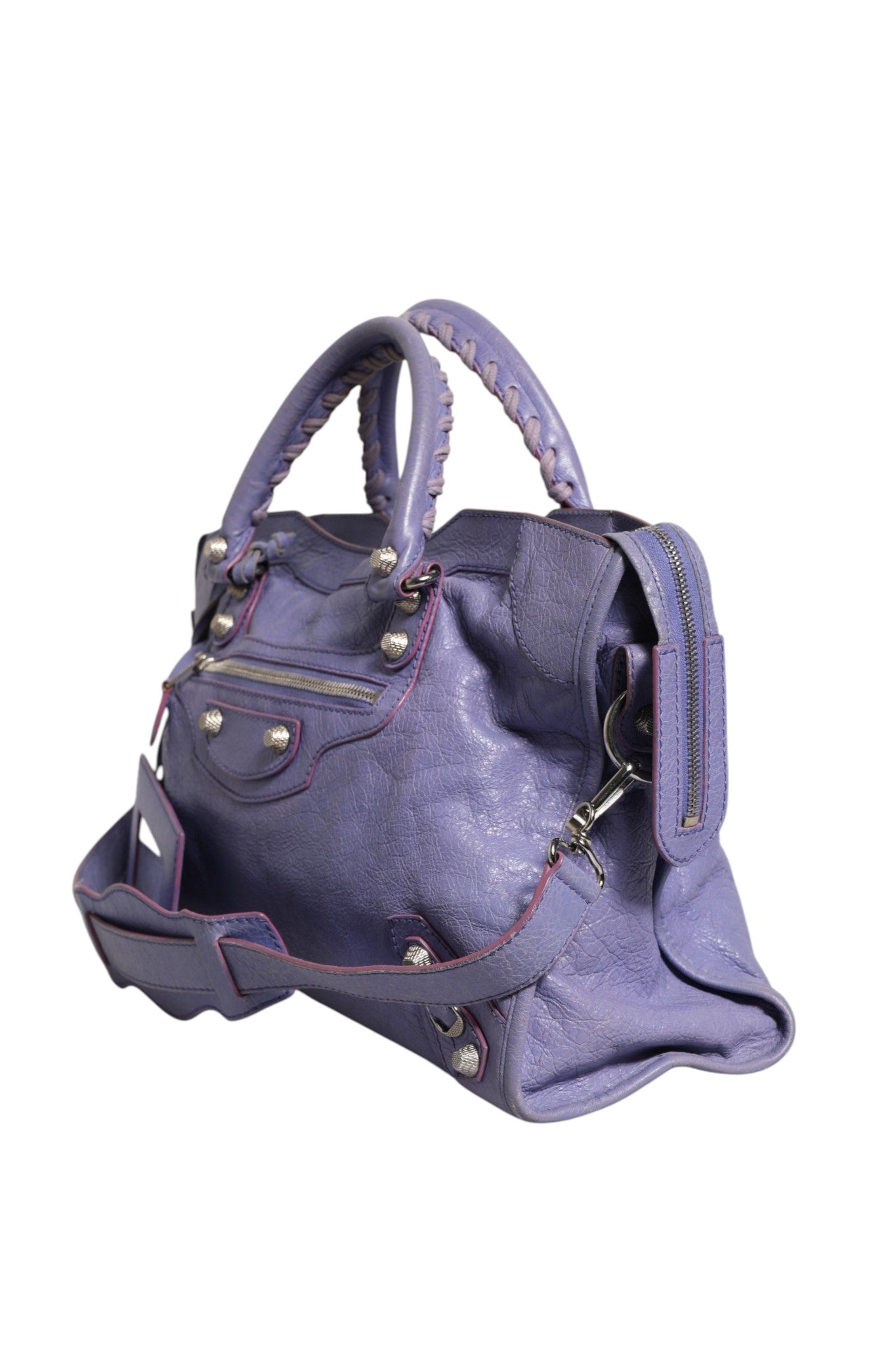 Balenciaga Purple Leather City Bag With Women's Hardware (Pre-Loved)
