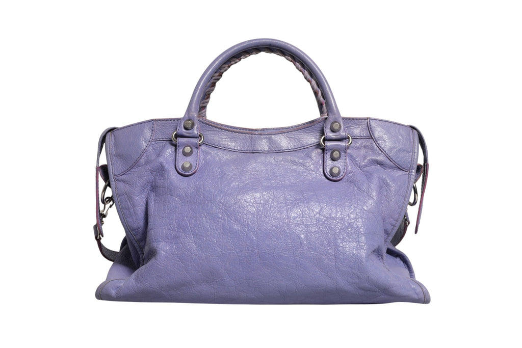 Balenciaga Purple Leather City Bag With Women's Hardware (Pre-Loved)