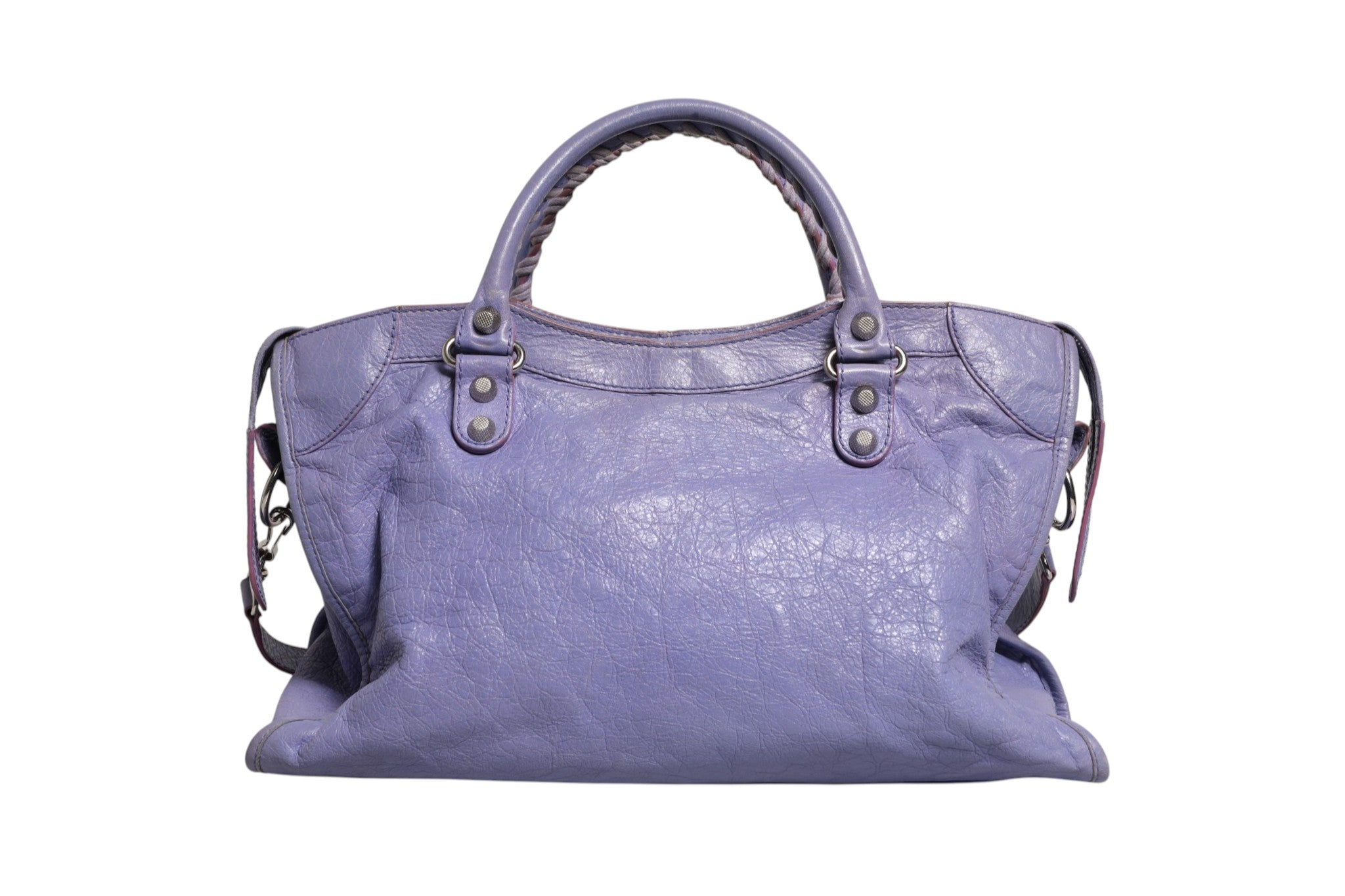 Balenciaga Purple Leather City Bag With Women's Hardware (Pre-Loved)