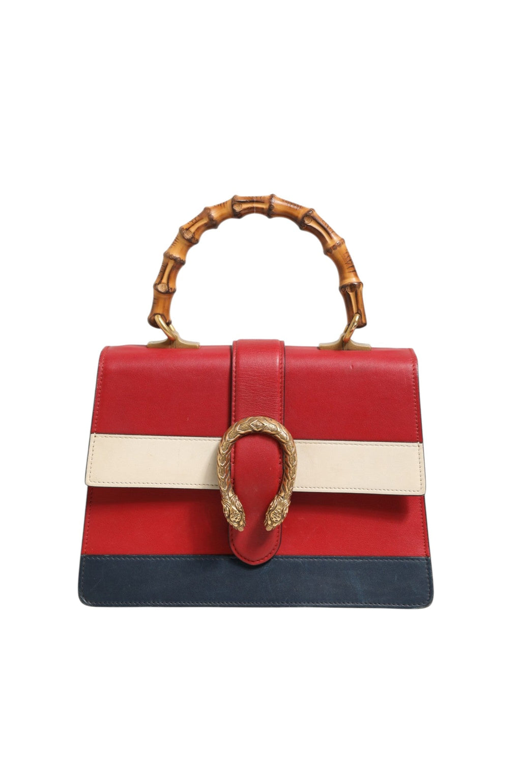 Gucci Dionysus Bamboo Medium Top Handle Bag White Blue Women's Red (Pre-Loved)