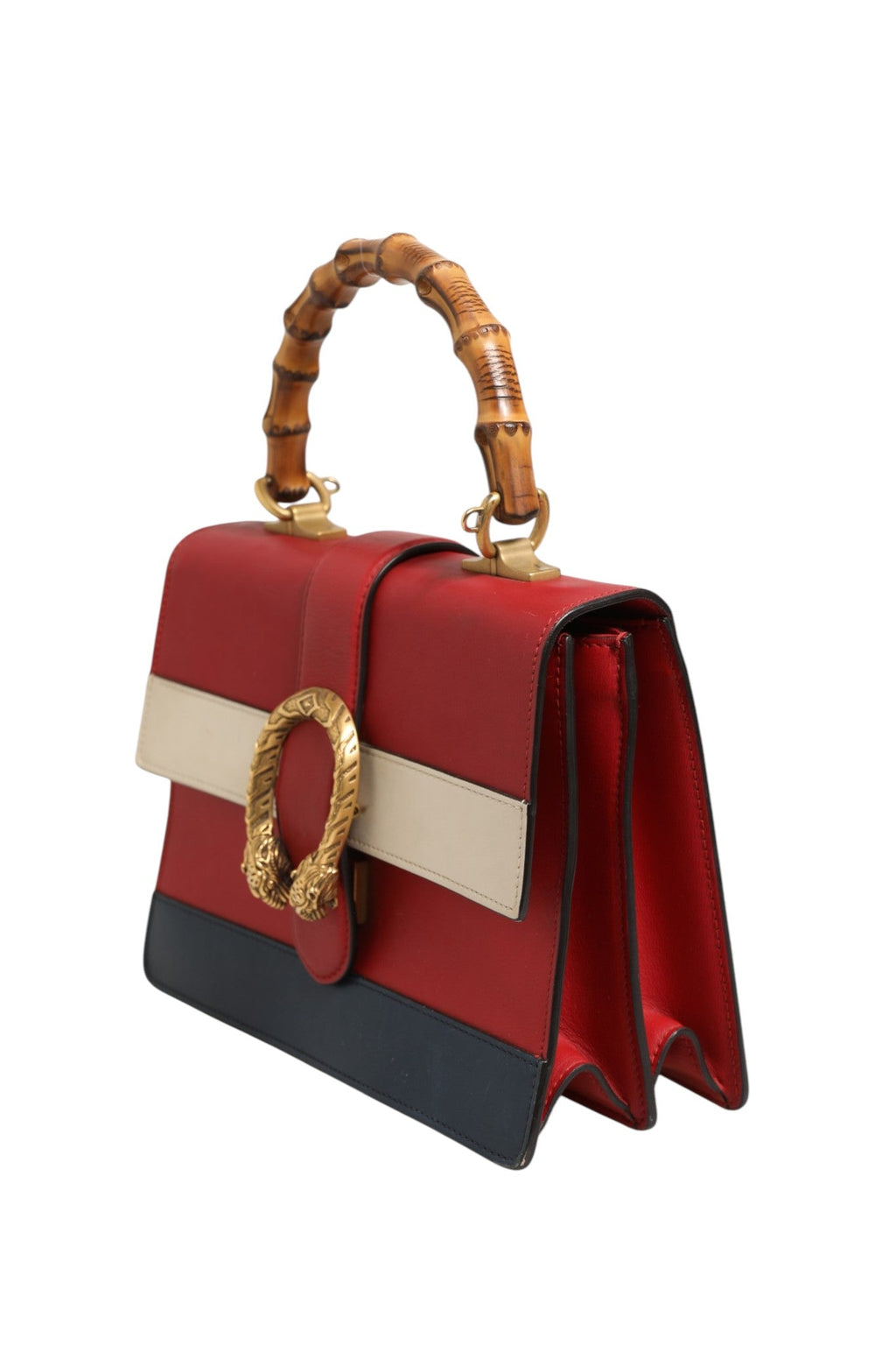 Gucci Dionysus Bamboo Medium Top Handle Bag White Blue Women's Red (Pre-Loved)