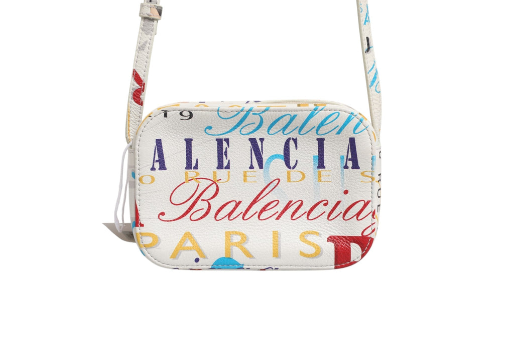 Balenciaga White Graffiti Print Leather Mini City Women's Handbag (Pre-Loved)