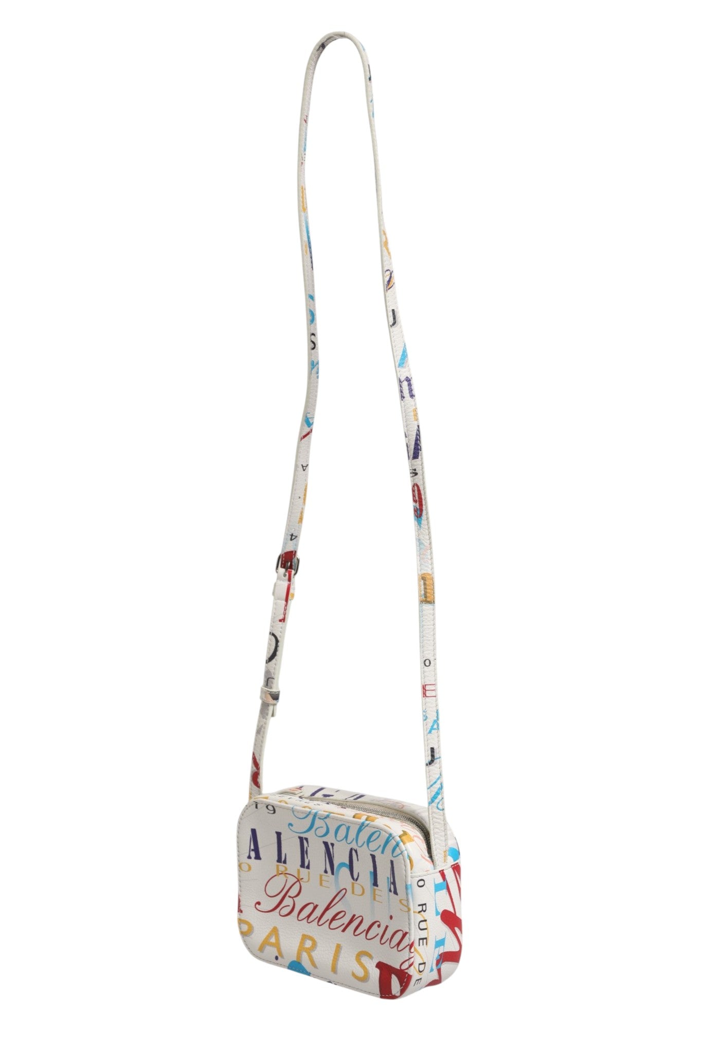 Balenciaga White Graffiti Print Leather Mini City Women's Handbag (Pre-Loved)