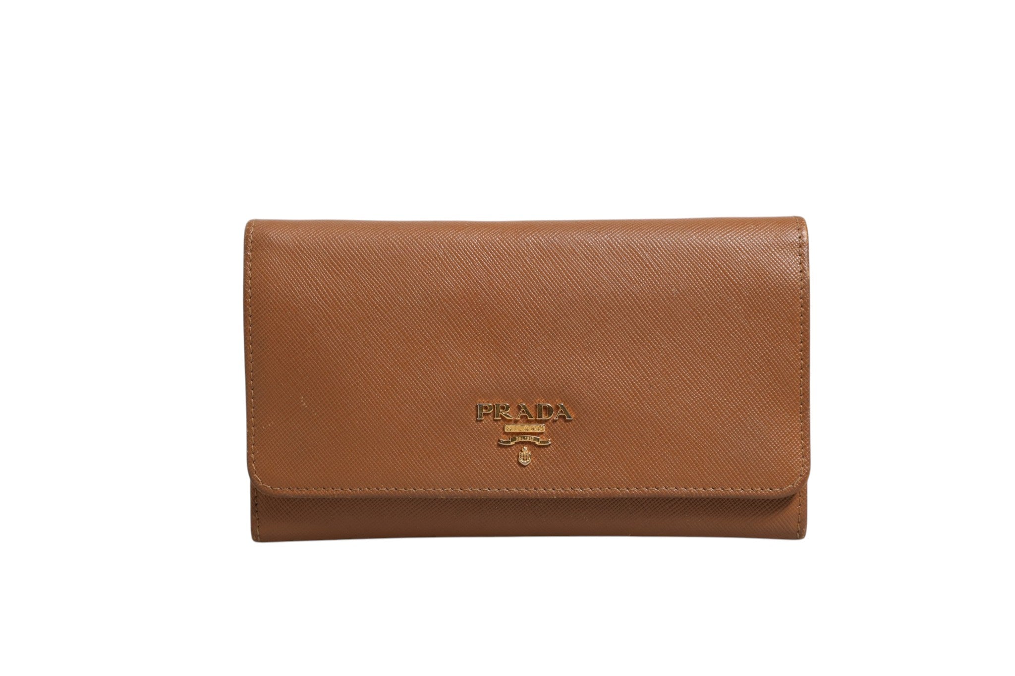 Prada Brown and Gold Wallet Women's Strap (Pre-Loved)