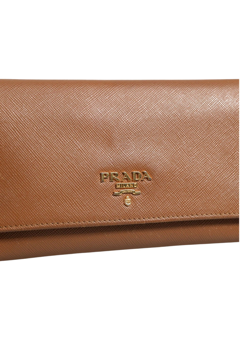 Prada Brown and Gold Wallet Women's Strap (Pre-Loved)