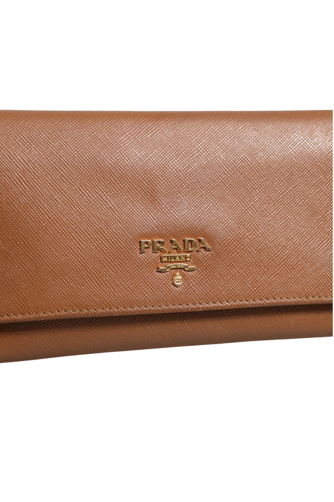 Prada Brown and Gold Wallet Women's Strap (Pre-Loved)