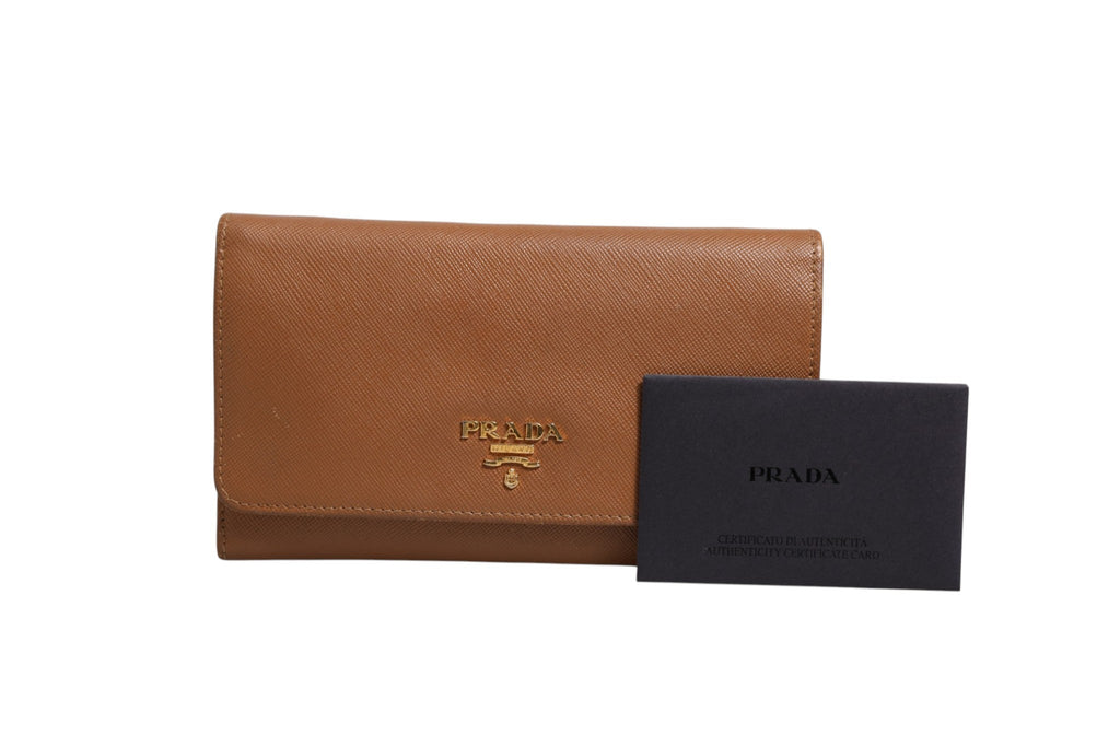 Prada Brown and Gold Wallet Women's Strap (Pre-Loved)