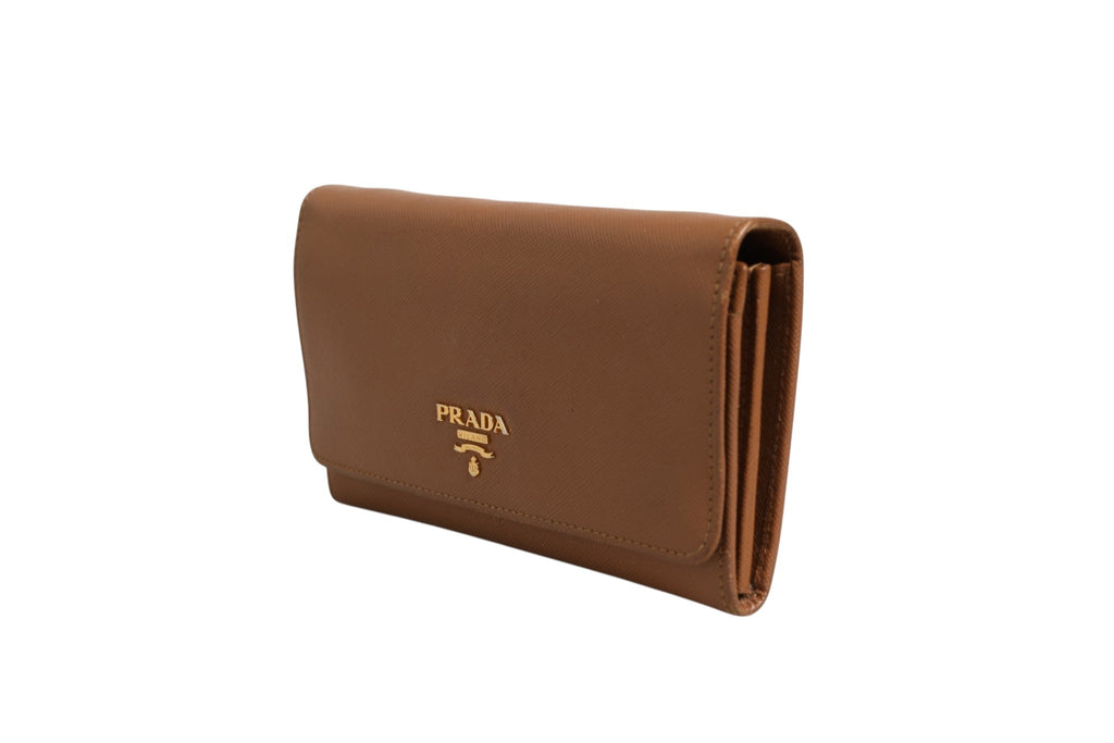 Prada Brown and Gold Wallet Women's Strap (Pre-Loved)
