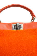 Fendi Orange Leather and Shearling Mini Peekaboo Top Handle Women's Bag (Pre-Loved)