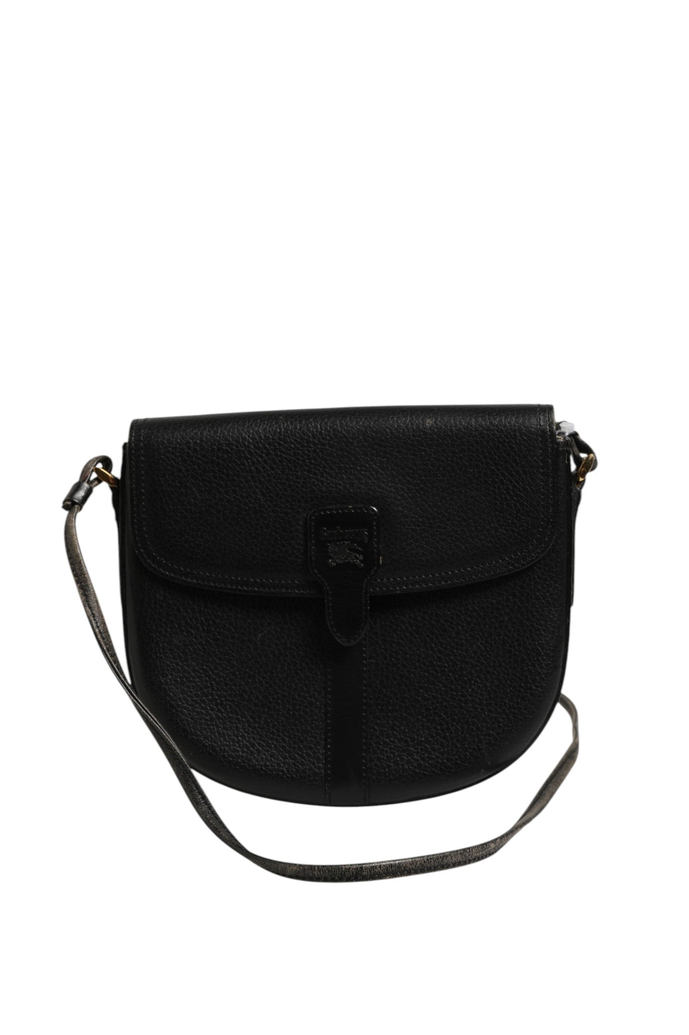 Burberry Black and Gold leather logo crossbody Women's bag (Pre-Loved)