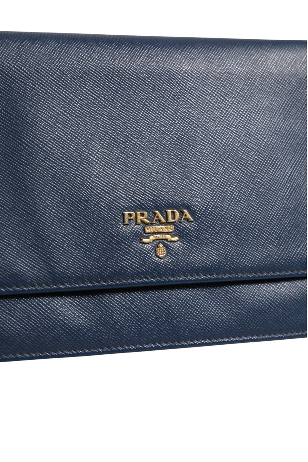 Prada Blue Saffiano Leather Wallet on Chain Clutch Women's Bag (Pre-Loved)