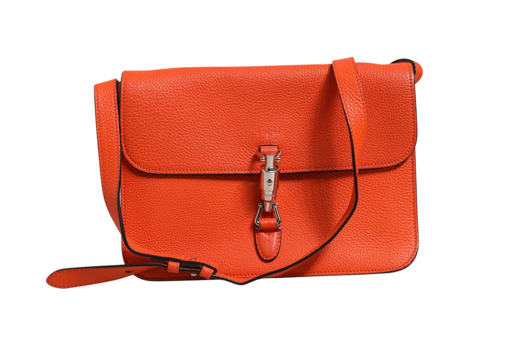 Gucci Jackie Soft Flap Shoulder Bag Leather Women's Orange (Pre-Loved)