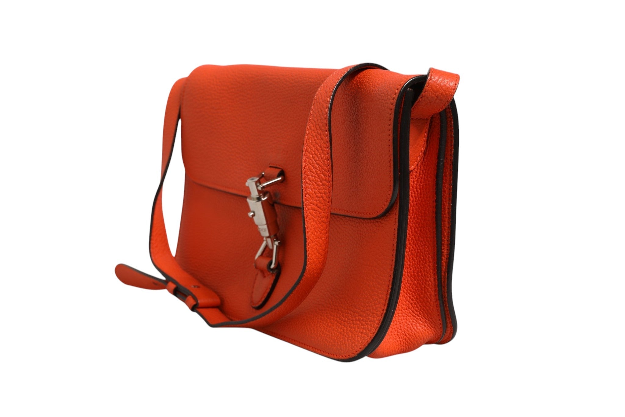 Gucci Jackie Soft Flap Shoulder Bag Leather Women's Orange (Pre-Loved)