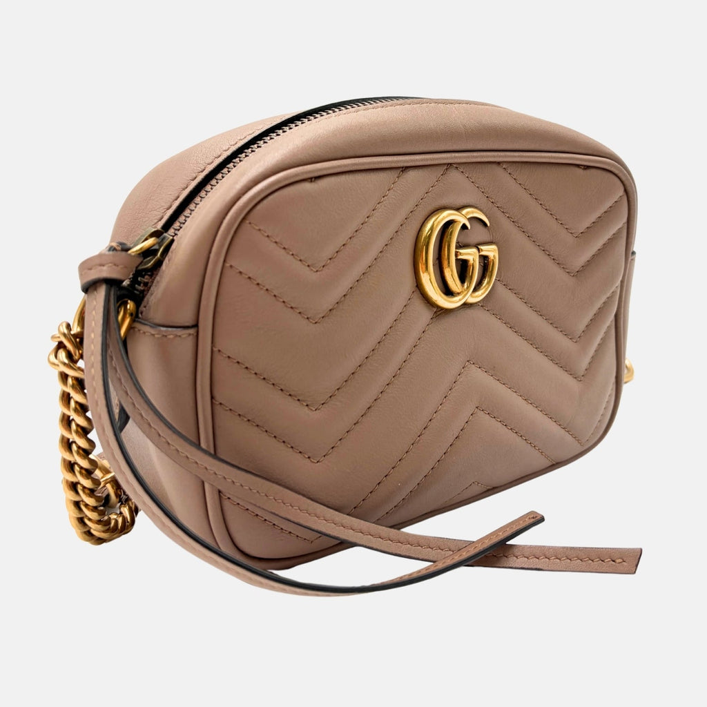 Marmont Camera Bag Taupe Matelassé Leather Mini