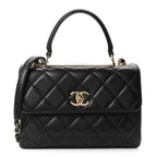 Lambskin Quilted Small Trendy CC Dual Handle Flap Bag Black