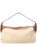 Celine Romy Medium Shearling & Leather Hobo Bag Brown Multi ONE SIZE