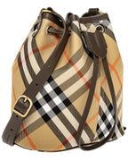 Burberry Check Mini Leather Bucket Bag
