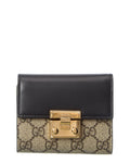 Gucci Gg Supreme Canvas & Leather Card Case Beige ONE SIZE