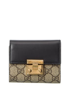 Gucci Gg Supreme Canvas & Leather Card Case Beige ONE SIZE