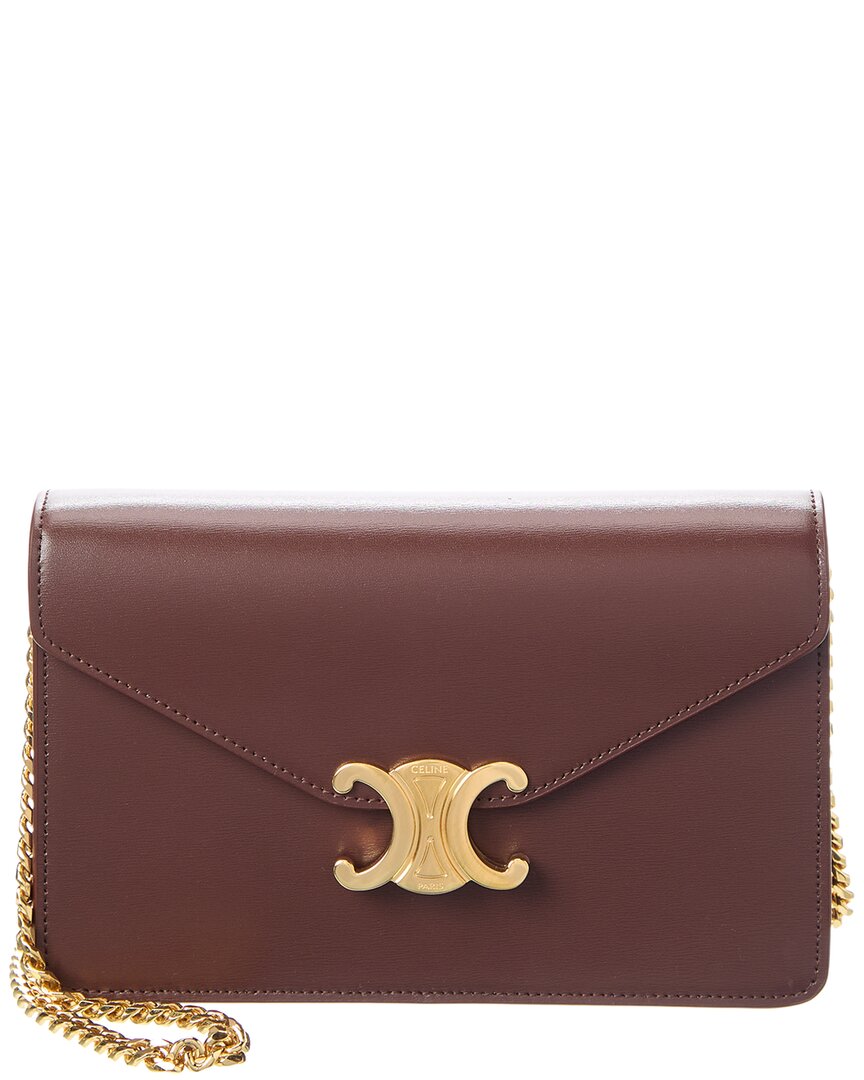 Celine Triomphe Leather Wallet On Chain