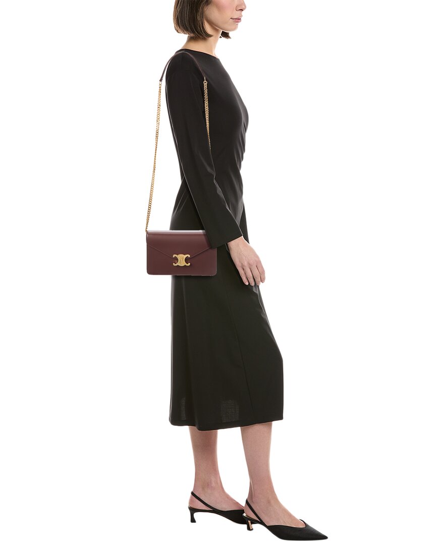 Celine Triomphe Leather Wallet On Chain