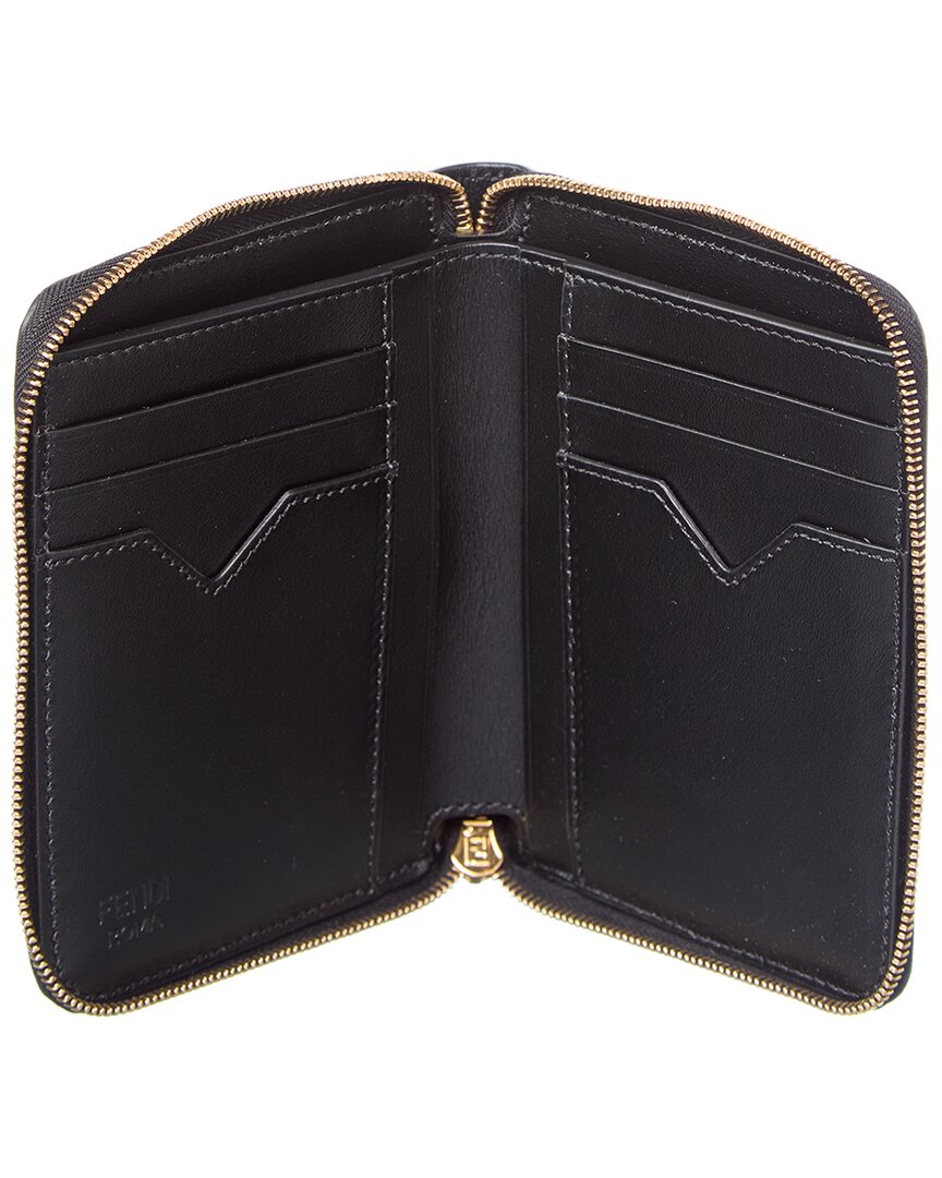 Fendi Ff Diamonds Leather Zip Around Medium Wallet