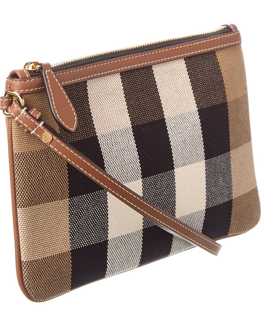 Burberry Check Canvas & Leather Pouch