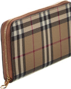Burberry Check E-Canvas Zip Around Wallet